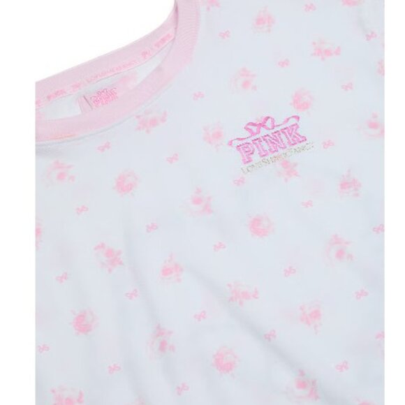 PINK x LoveShackFancy Campus Cotton Tee Rose Dot White L - Picture 2 of 7